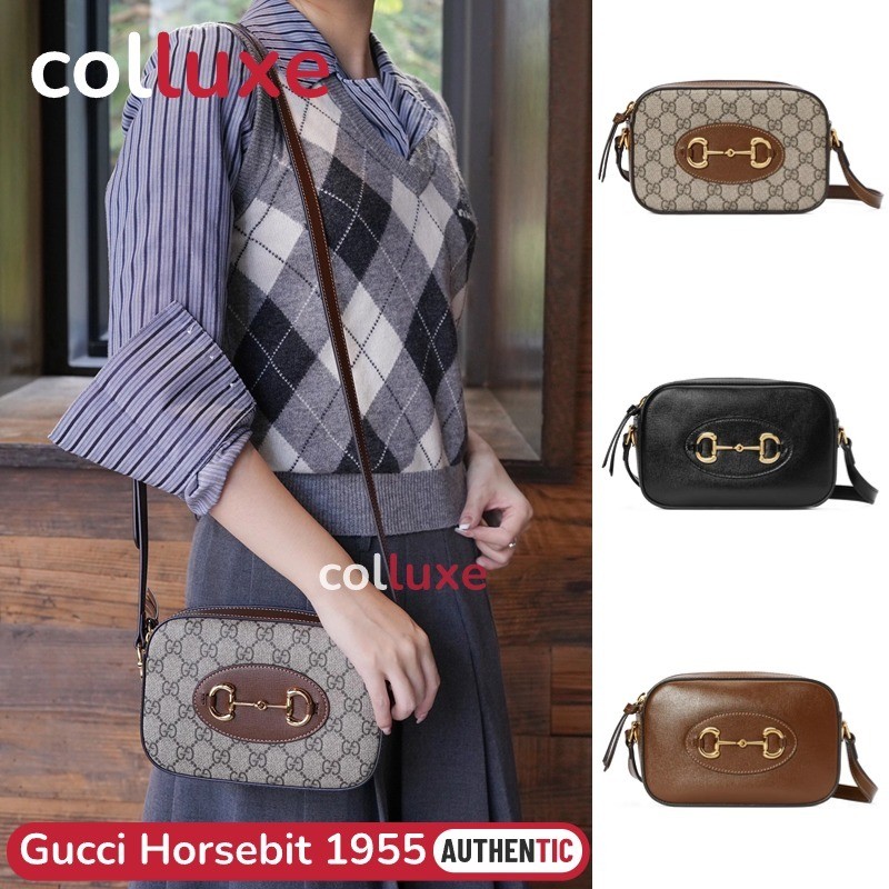 Menyediakan resi Gucci Horsebit 1955 SMALL SHOULDER BAG GG Supreme Tas Ruang Wanita