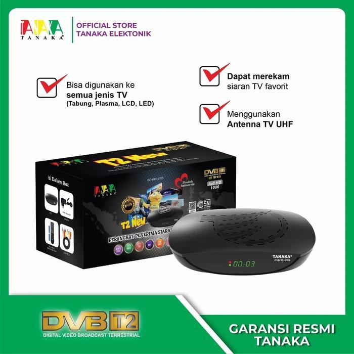 TANAKA Set Top Box TV Digital T2NEW Receiver DVB-T2 HDMI USB Wifi Dongle Garansi Resmi - Tanaka T2 n