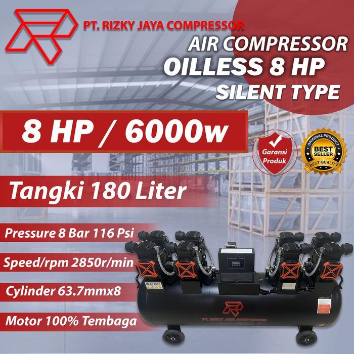 Kompresor Angin Oilless 8 HP kompresor Angin Silent 8hp