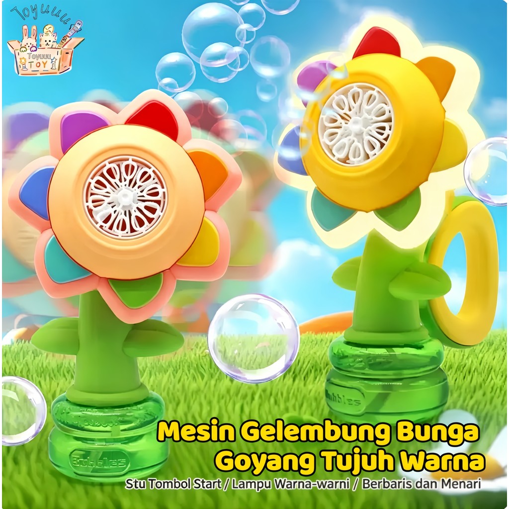 Mesin Gelembung Sabun Bunga Viral/Otomatis dengan Lampu LED/Bunga Matahari Tembakan Gelembung/Bubble