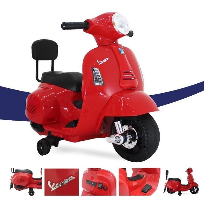 MOTOR VESPA ANAK PAKAI AKI, MOTORAN AKI VESPA PMB M788, MOTOR AKI ANAK - MERAH+BUKU