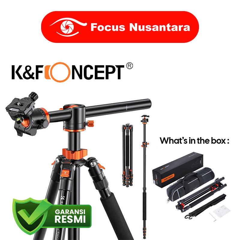 K&F Concept Professional Aluminum Flatlay Tripod T254A8+BH-28L (SA254T1) Monopod Tripod Kamera GARAN