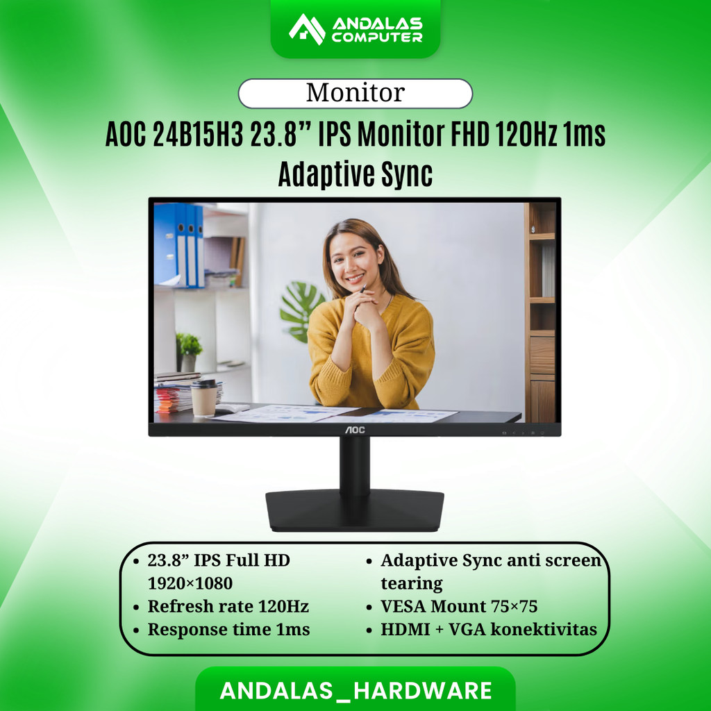 AOC 24B15H3 Monitor IPS FHD 23.8 inch 120Hz Gaming Monitor