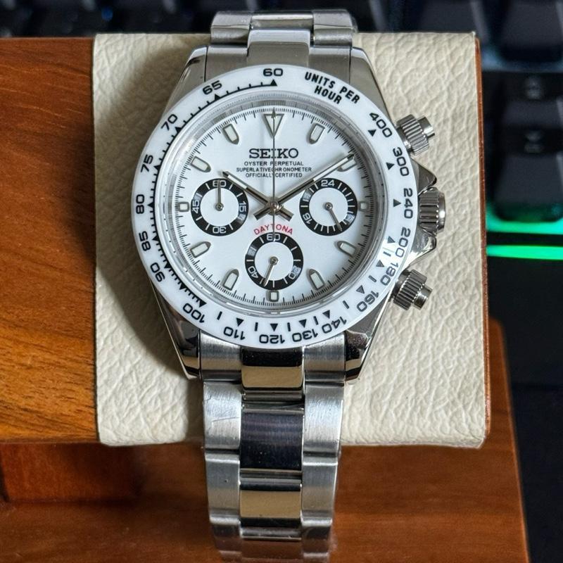 Seiko Daytona White On White Ceramic VK63 Chronograph Bracelet Exclusive