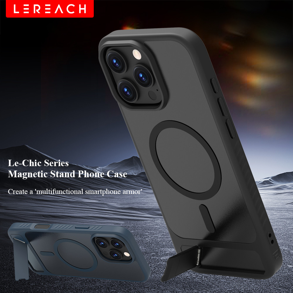 Lerea Magnetic Stand Phone Case for iPhone 16e / iPhone 16 Pro Max / 15 Pro Max / 16 Pro - Drop Prot