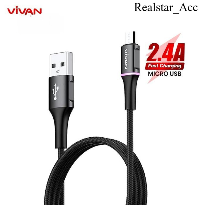 VIVAN VDM100 / VDM200 Kabel Data Micro Android 2.4A Led Light Quick ORIGINAL 100%