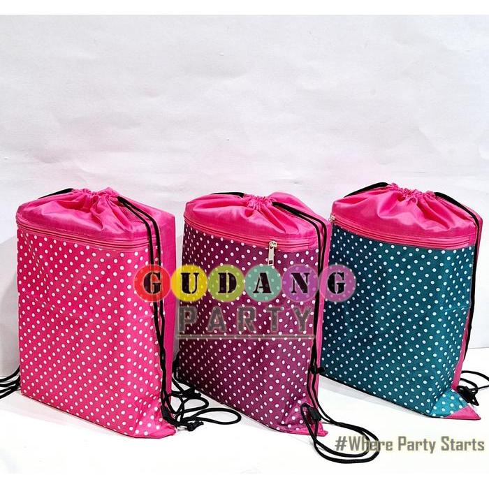 Ransel Serut Polkadot/String Bag/Tas Serut Parasut/Tas Serbaguna