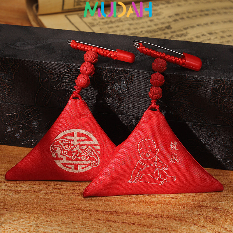 Kantong Jimat Anak Anak Tradisional Kantong Untuk Mengisi Kertas Hu Kantong Merah Segitiga Benang Ji