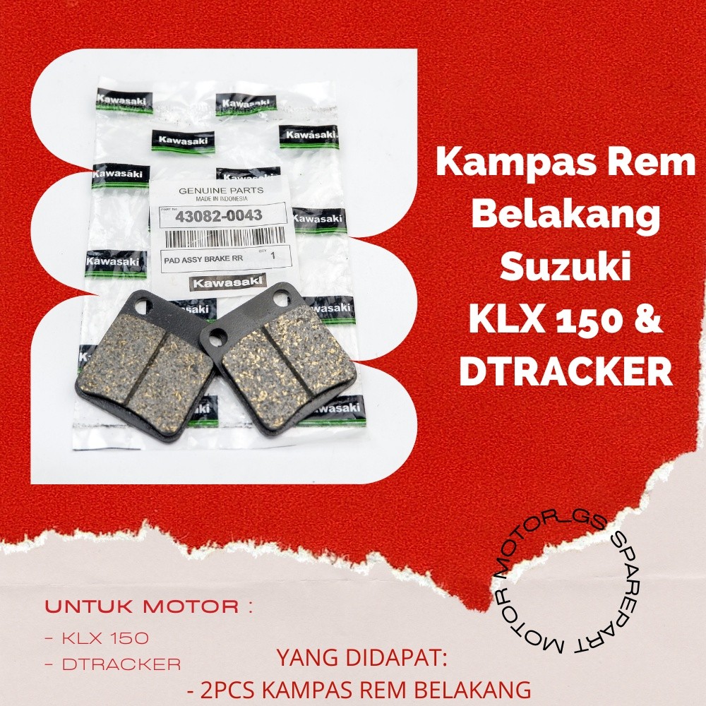 ori Kampas Rem Belakang Kawasaki KLX 150 / Kampas Rem Belakang Assy Kawasaki DTRACKER - 43082-0043 o