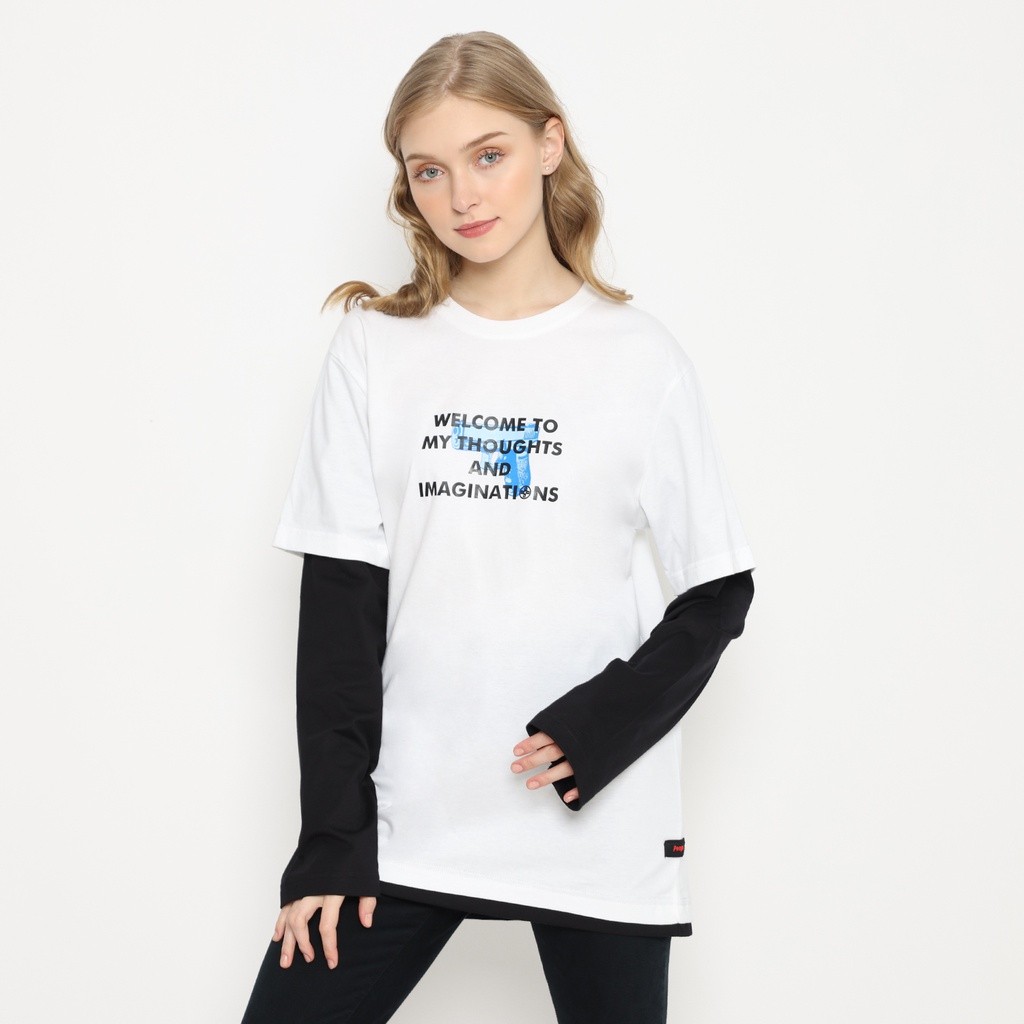 (COD) Peoples kaos double layer pria unisex welcome to my thoughts - putih hitam