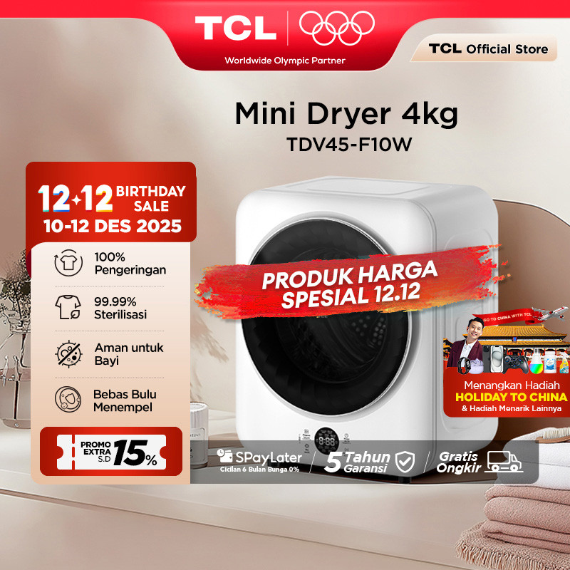 TCL Mini Dryer Kapasitas 4kg - 100% Kering Tanpa Jemur - 99.9% Pakaian Steril - Aman untuk Pakaian B