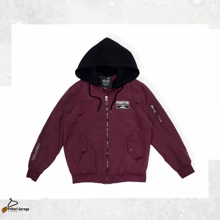 Bomber Quilted Puffer Hoodie Jacket Urban Crew Litmus Red Blood Color