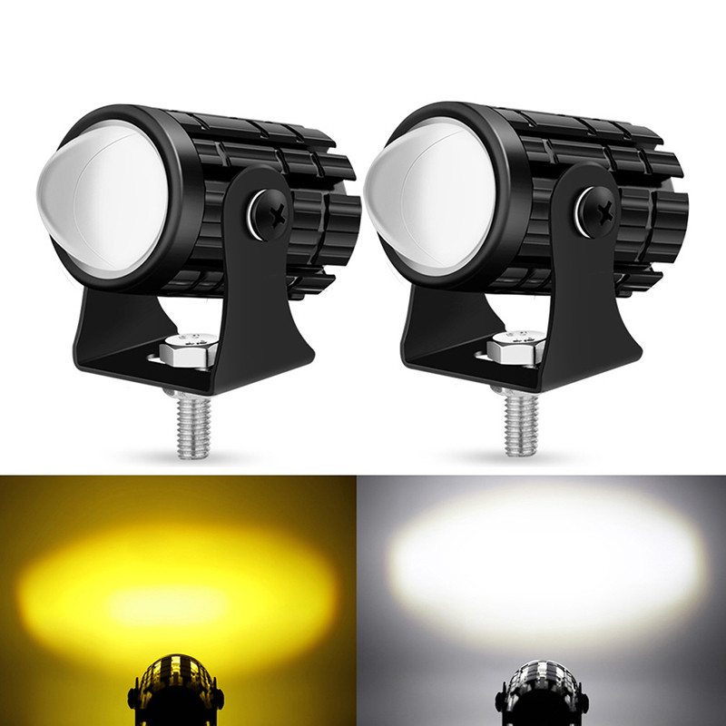 Mini Driving Light LED Projector Lens Motorcycle Headlight ATV Scooter Dual Colour LED Lens Beam Dri