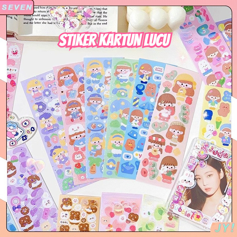 100/200 lembar stiker dengan berbagai pola kartun menggemaskan dan berkilau / stiker mainan anak-ana