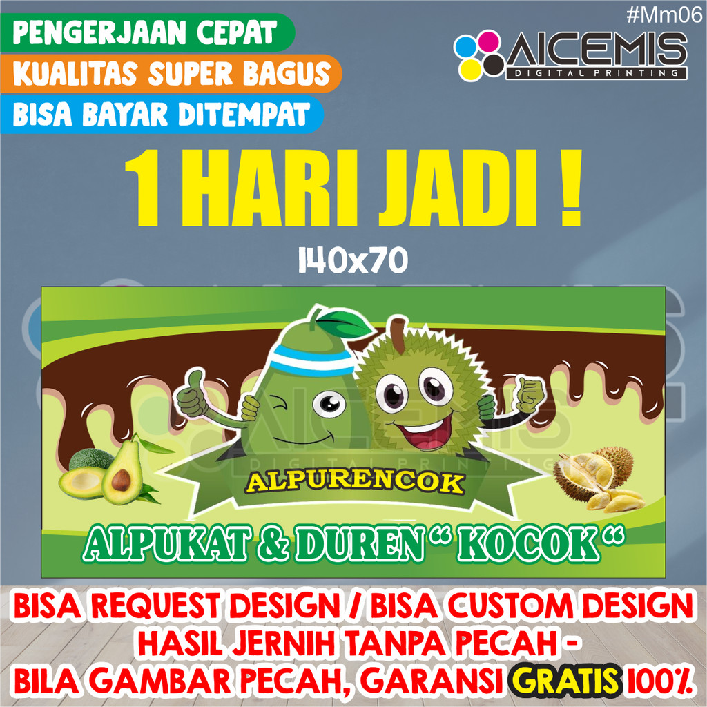 Banner Berdiri Alpukat Kocok / Spanduk Makanan / Spanduk Banner Jualan / Spanduk Ulang Tahun / Spand