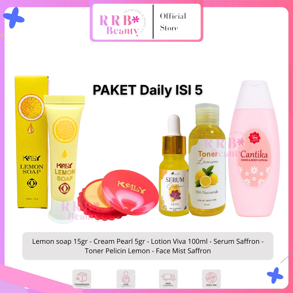 HEMAT - 5in1 Paket Kelly lengkap cream kelly + sabun kelly lemon + toner + serum glowing + lotion