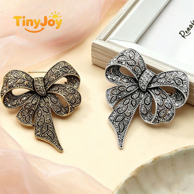 TinyJoy Bros Jas Pita Besar Premium Bros mewah untuk wanita Simpul Logam Modis Retro Bros
