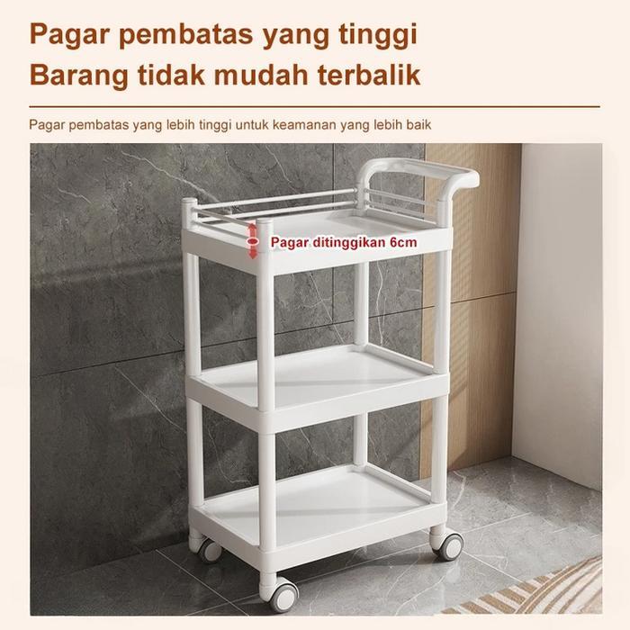 Troli 3 Tingkat Trolley Salon Trolley Putih Rak Penyimpanan Multifungsi