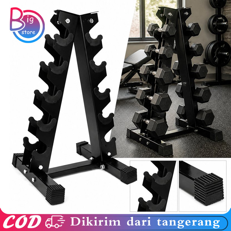 Rak Dumble 5 Pairs Rak Dumbbell Triangle Vertical Rak Barbel Besi Tempat Barbel Organizer Gym