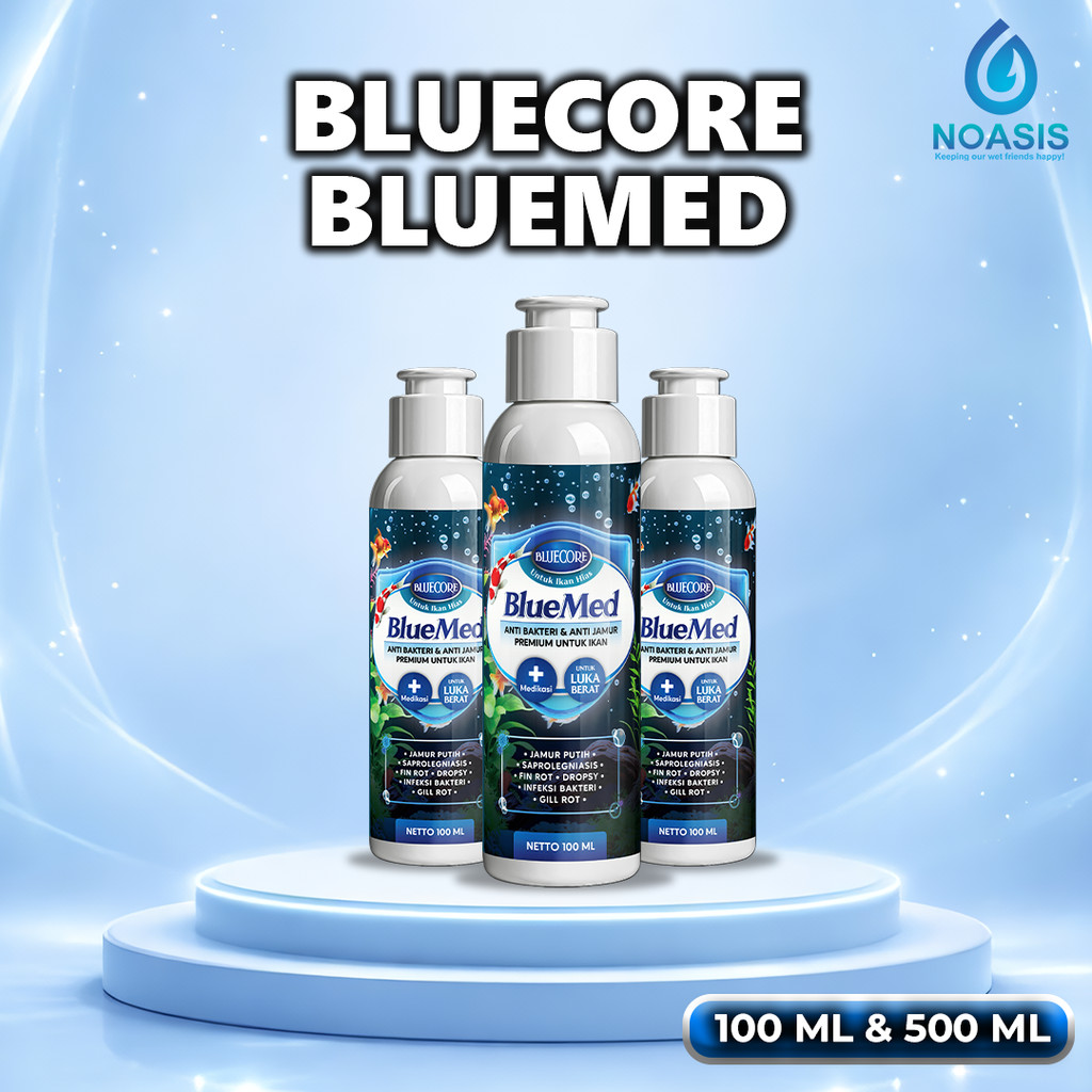 BLUECORE BLUEMED - Cairan Anti jamur & Antimikroba Ikan Mengatasi White Spot, Fin Rot, Infeksi Bakte