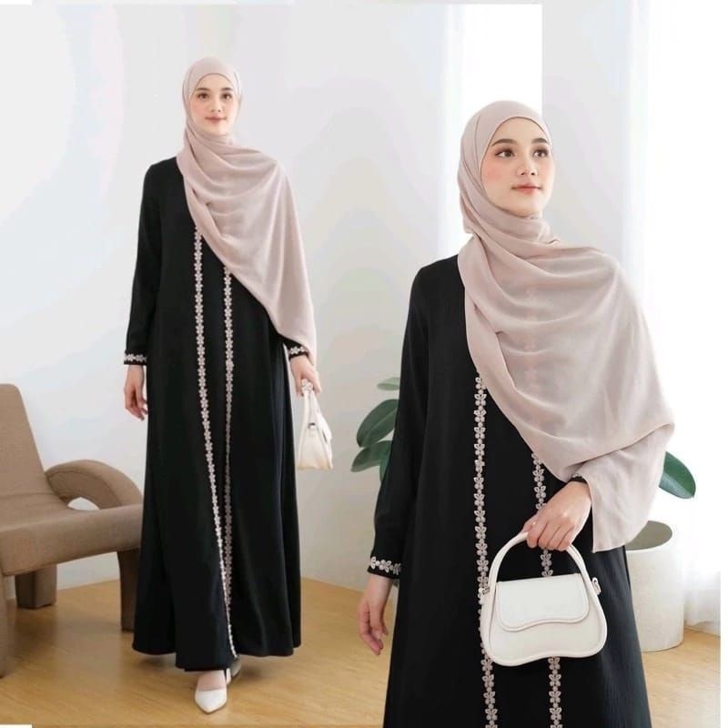 MARWAH DRESS ABAYA TURKEY RENDA CRINCLE AIRFLOW