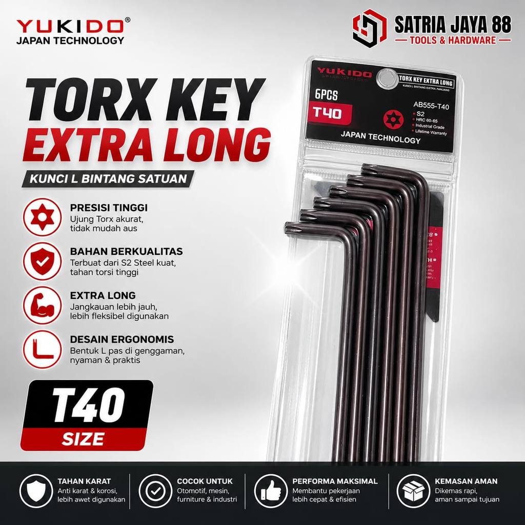 YUKIDO Kunci l bintang t40 mollar kunci pembuka cakram honda