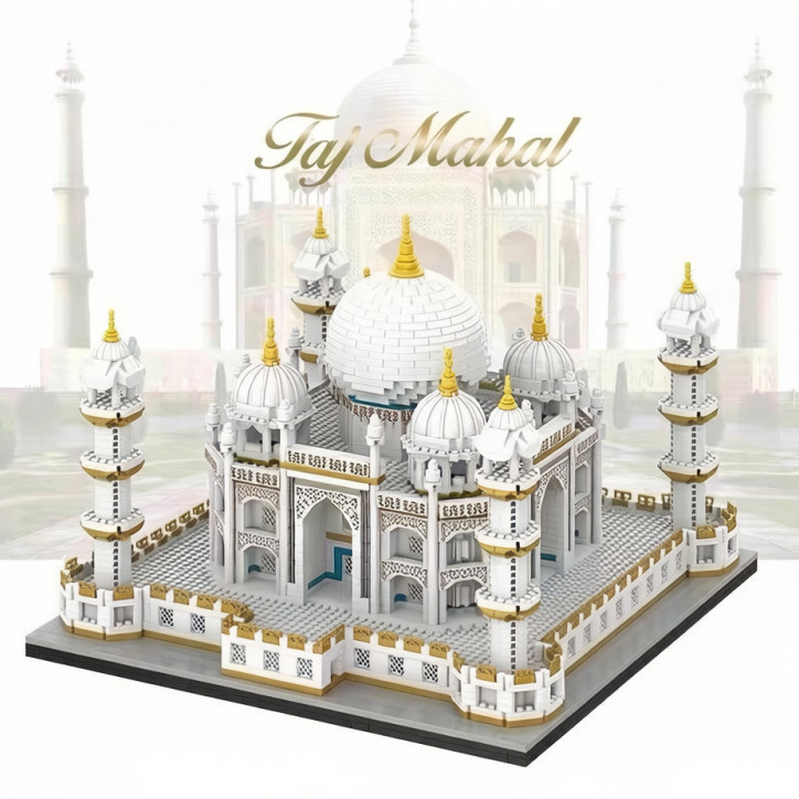 India Taj Mahal Istana ikonik bangunan bata anak-anak pendidikan DIY perakitan mini model blok maina