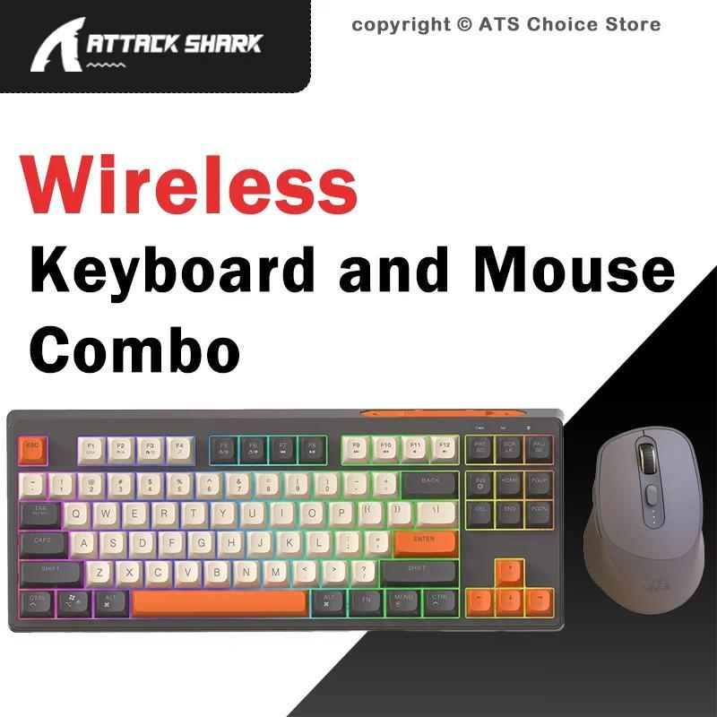M87 87-Key Wireless Keyboard and Mouse Combo, Bluetooth Silent Keyboard Mouse Kit, PBT Backlit, Rear