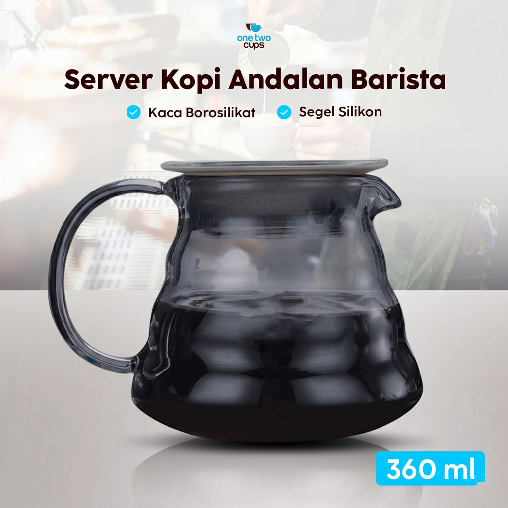 One Two Cups Coffee Server V60 Drip Pour Over Borosilicate Glass