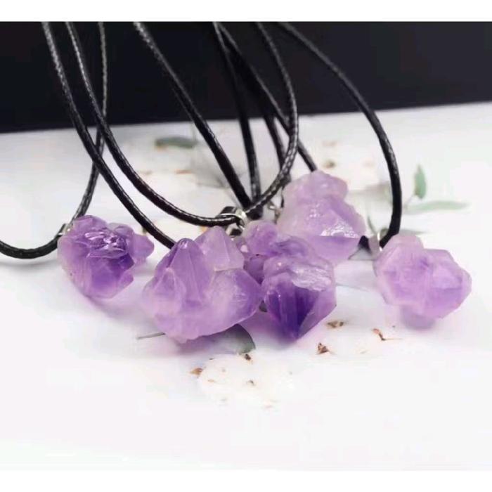 Kalung Batu Kecubung Ungu Bongkahan Natural Alam Bentuk Masih Asli