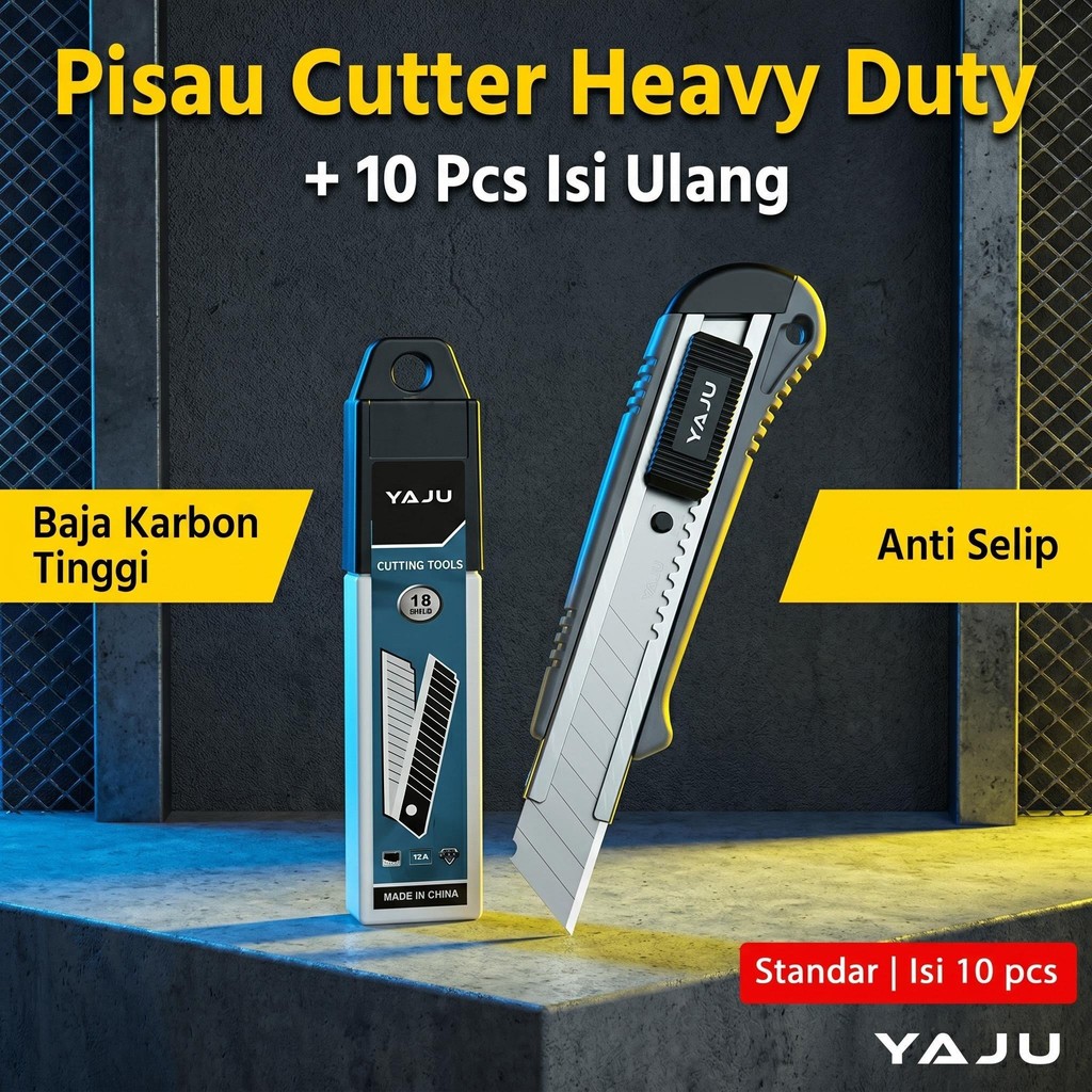 10pcs YAJU Mata Pisau Cutter Refill Blade Cutter Isi Cutter Besar Tajam Heavy Duty 10 Segmen