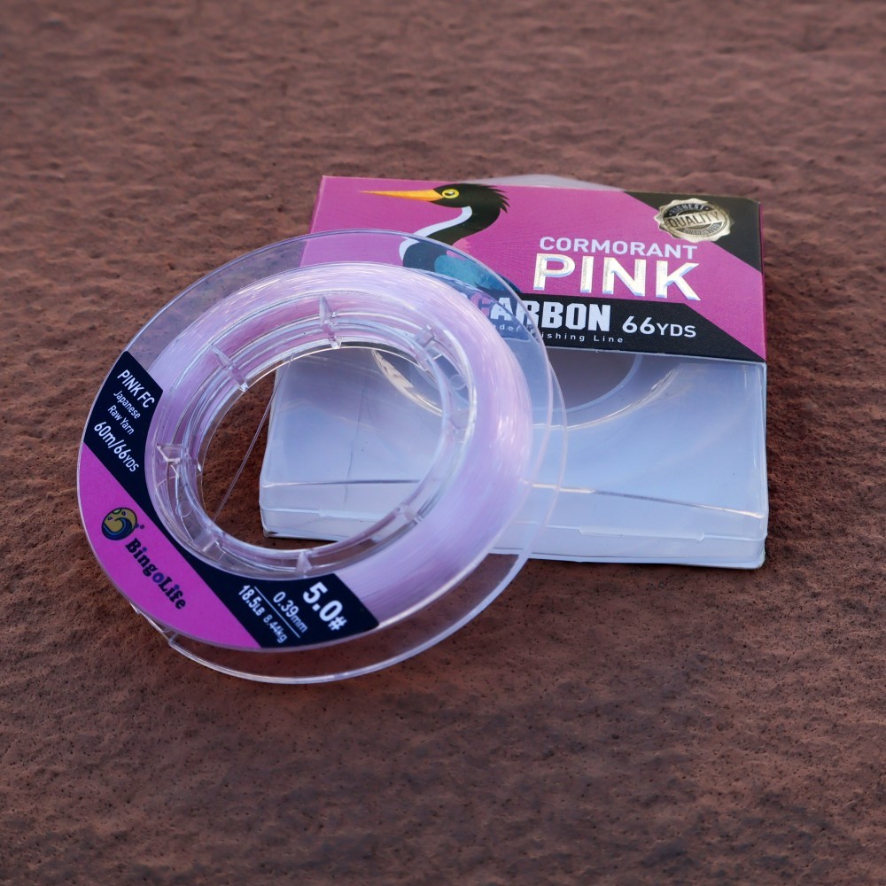 Senar Pancing Fluorocarbon Pink 60m Jepang Leader Kabel Lure Karbon Penuh Jepang Tahan Aus Lentur An