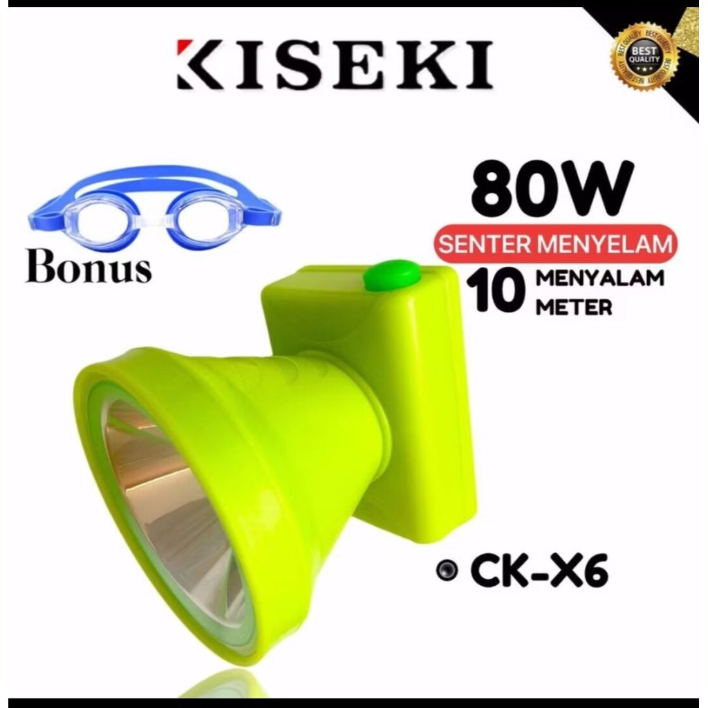 senter kepala selam 80 Watt kiseki CK x6 cahaya putih