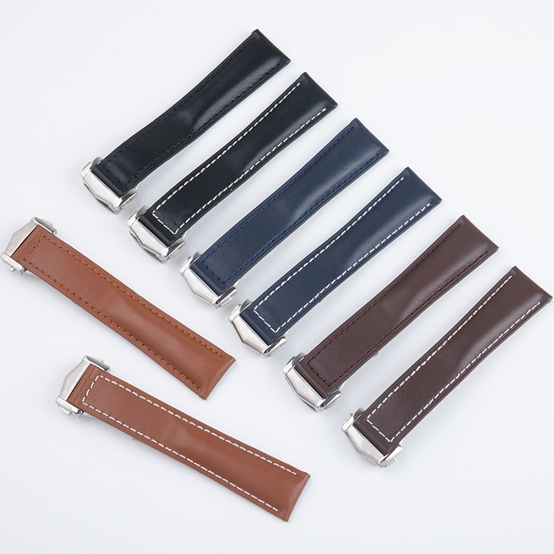 19/20/21/22mm High Quality Flat Leather Watband For Omega Strap Seamaster 300 Speedmaster AT150 De V