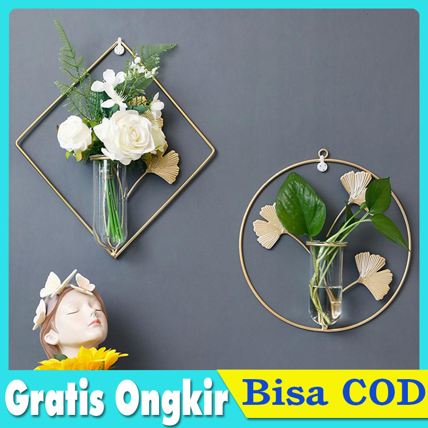 Pot Tempel Dinding Bahan Besi Minimalis - Pot Bunga Gantung Aesthetic untuk Tanaman Hias Hidroponik 