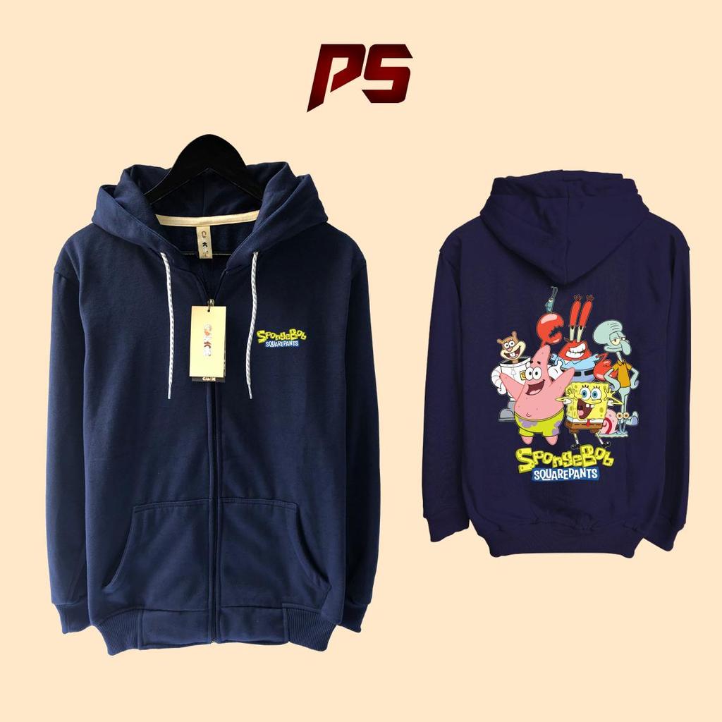 Jaket Hoodie Zipper Spongebob Squarepants  Patrick Sandy Mr Krabs Squidward Plankton Gary