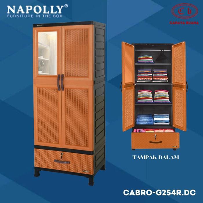 Lemari Plastik Napolly 4 susun Lemari Pakaian Plastik Jumbo Full Rak Kaca dan Laci