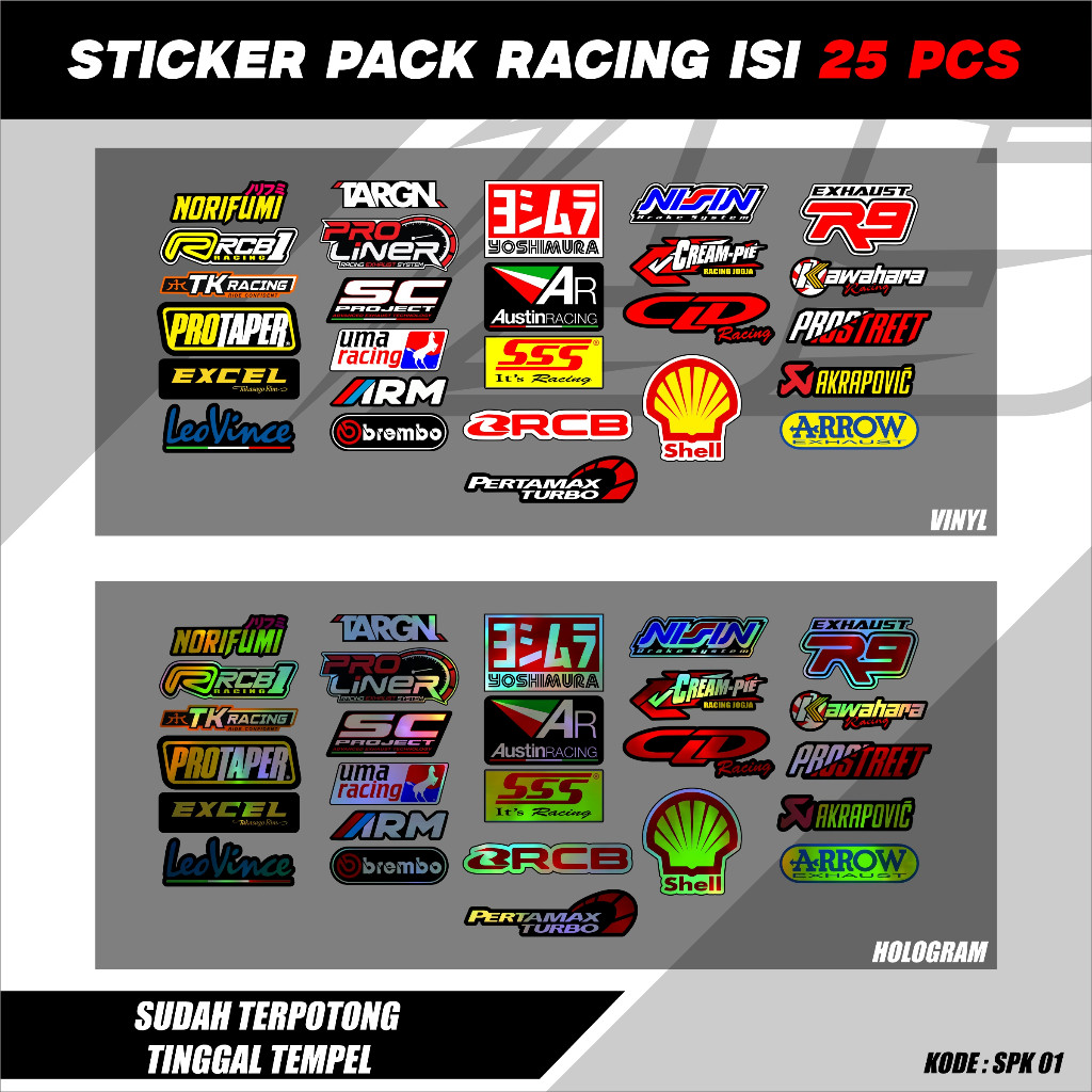 Sticker Pack Racing Hologram Vinyl Sticker Pack Sticker Sponsor Racing Sticker Motor Sticker Kecil2 