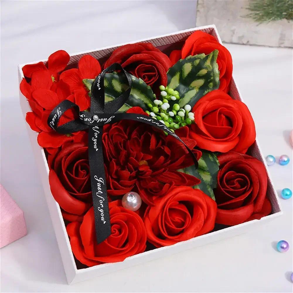 Carnation Flower Bath Soap Blessing Card Flora Scented Roses Flower Soap for Valentine's Day Party W