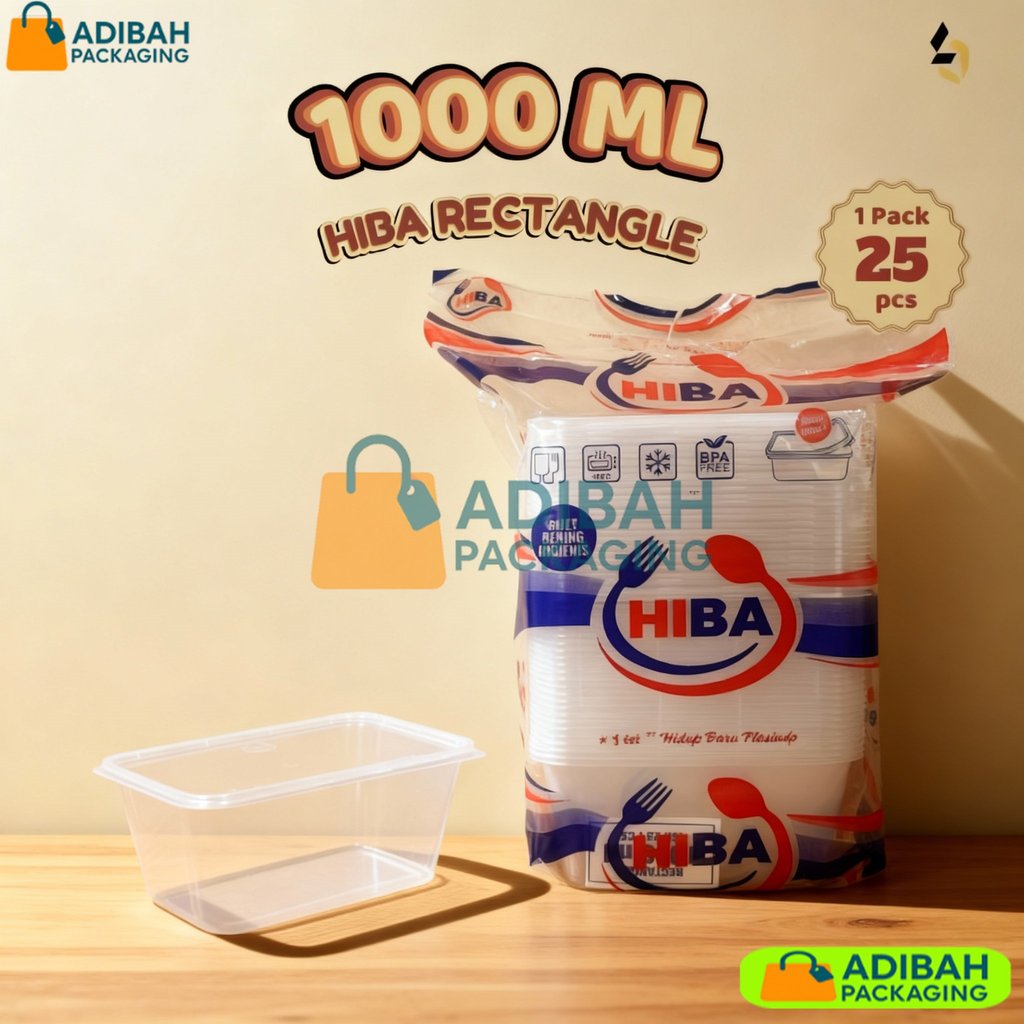 Diskon Thinwall HIBA Rectangle 1000 ml Food Container Plastik Persegi Panjang Bahan Tebal COD