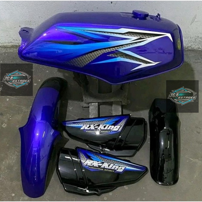 BODY SET TANGKI YAMAHA RX KING BODI FULLSET RX KING TAHUN 2005 WARNA BIRU HITAM