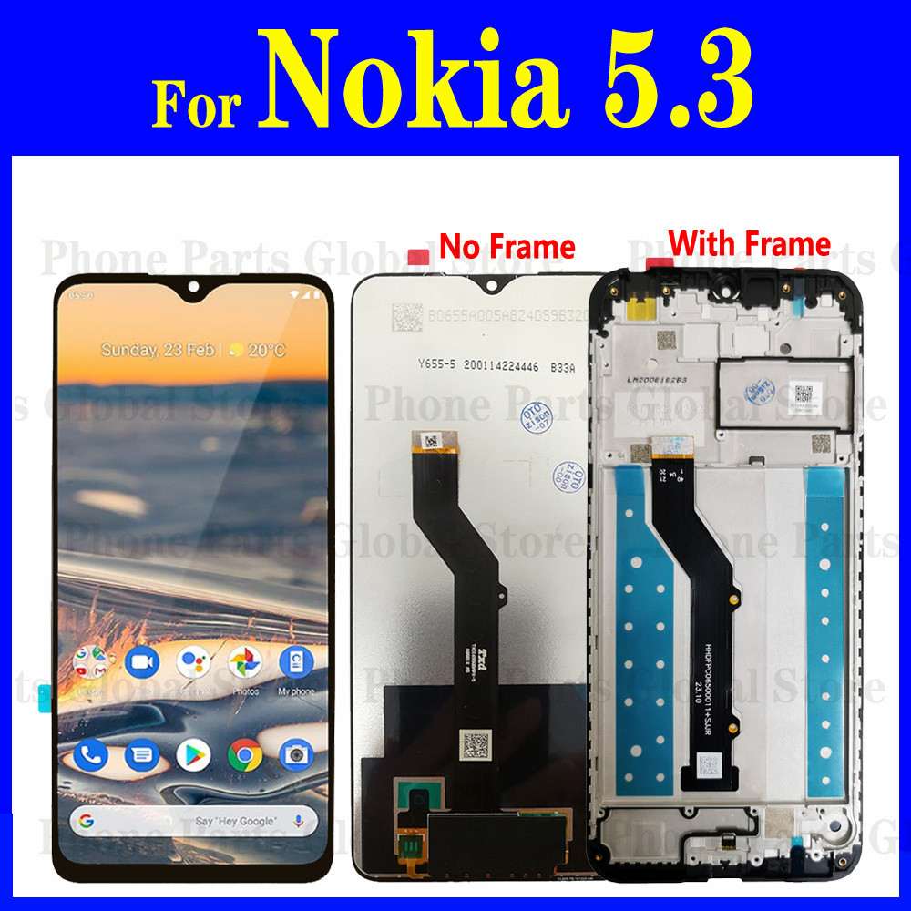 6.55" splay For Nokia 5.3 N5.3 LCD With Frame TA-1234 TA-1223 LCD Screen TA-1227 TA-1229 Tou gitizer