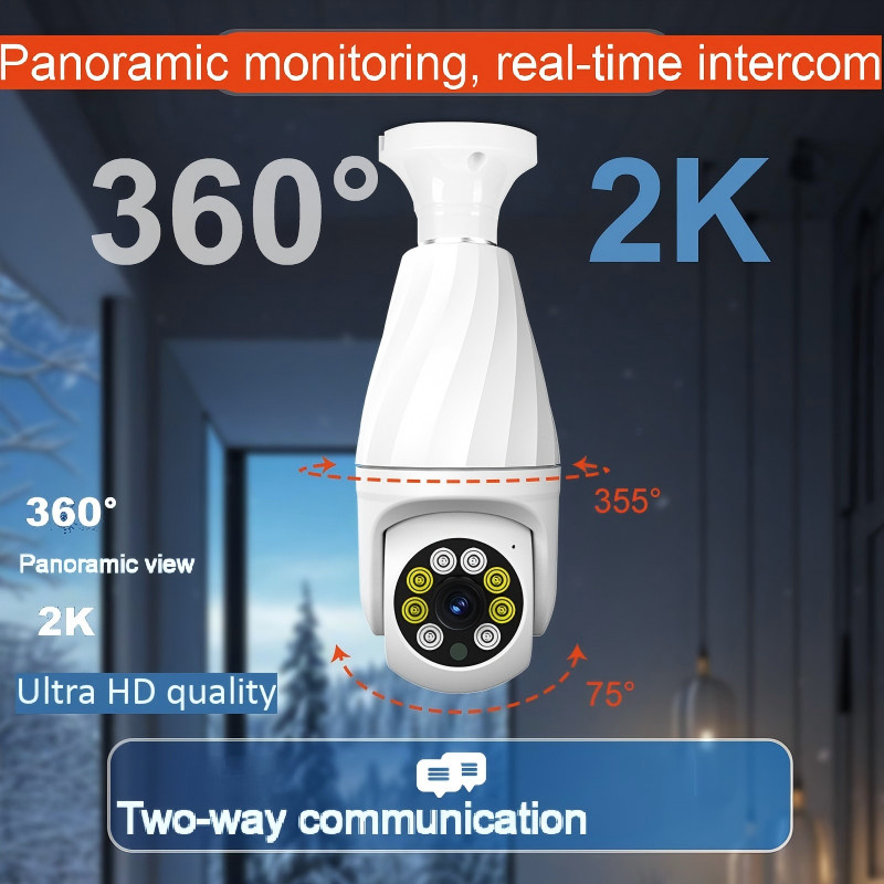 5mp V380 Pro E30 Light Bulb Wifi Surveillance Camera Security Protection IP AI Tracking Camara Super