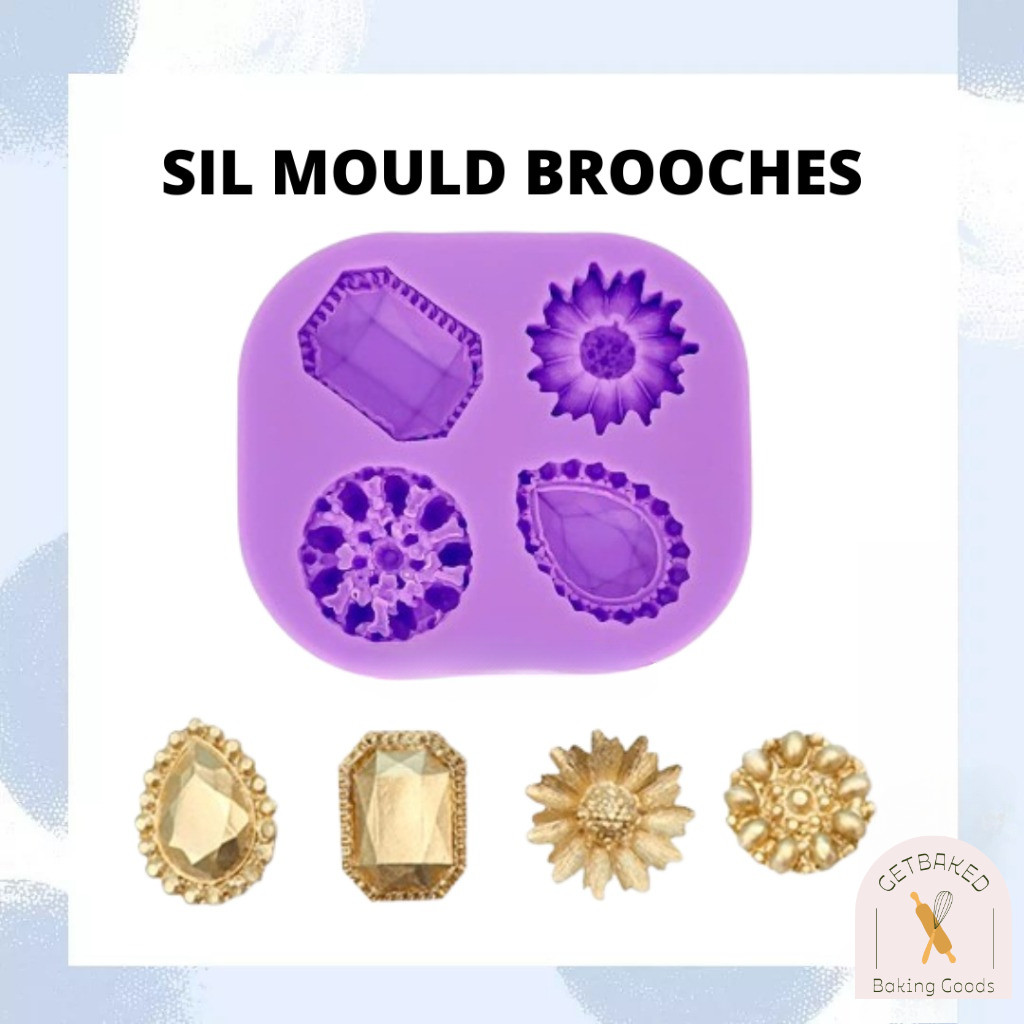 Cetakan Fondant SIlicone Clay Jewels Brooches Cetakan Puding Coklat Lilin Resin Silikon 3D