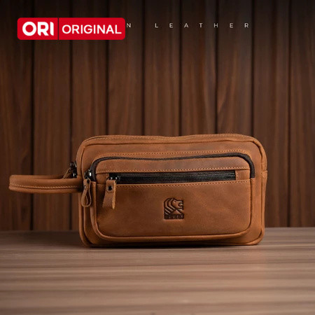 REVEN LEATHER - Tas Tangan Clutch Pouch Handbag Pria  Reven Nakula Pouch Kulit Sapi Asli Premium