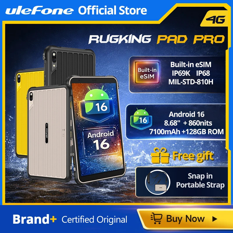 [Built-in eSIM] Ulefone RugKing Pad Pro Rugged Tablet 4G 8.68“90Hz 7100mAh Android 16 , Up to 16GB R