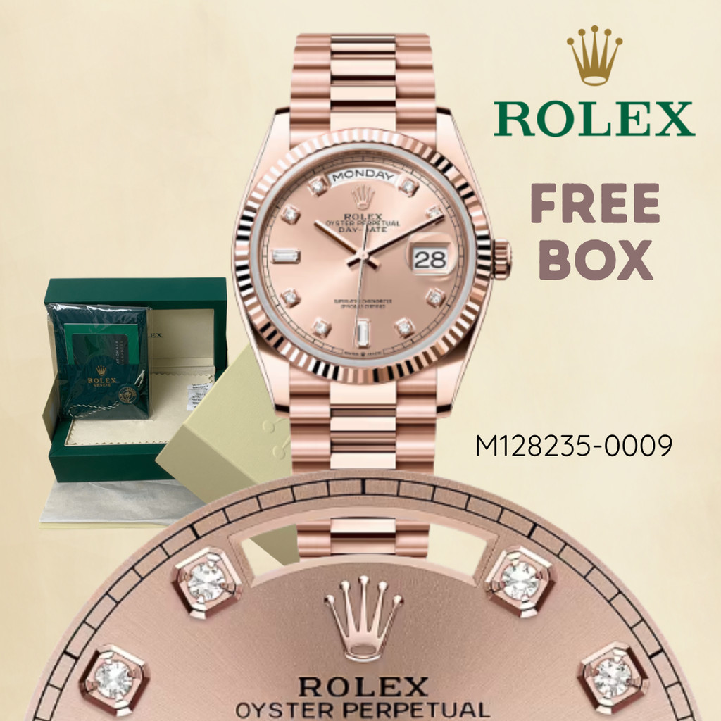 (NEW ARRIVAL) COD INCLUDE BOX Jam Tangan Rolex ORIGINAL 100% Seri DAY-DATE M128235-0009 36 mm Unisex