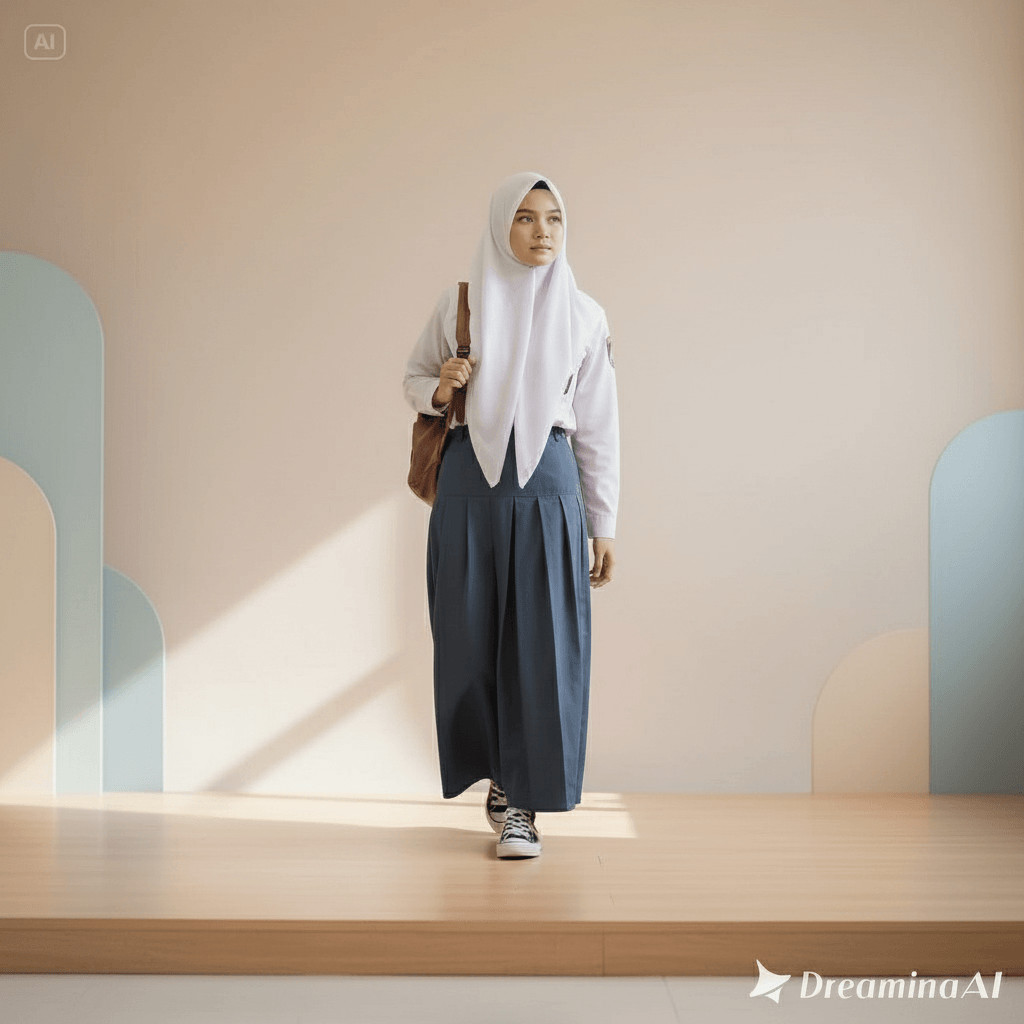 Rok Baping SMA Panjang Rempel Sekolah SMP Abu Biru Coklat Pramuka Bawah Pinggang Putih Hitam Seragam