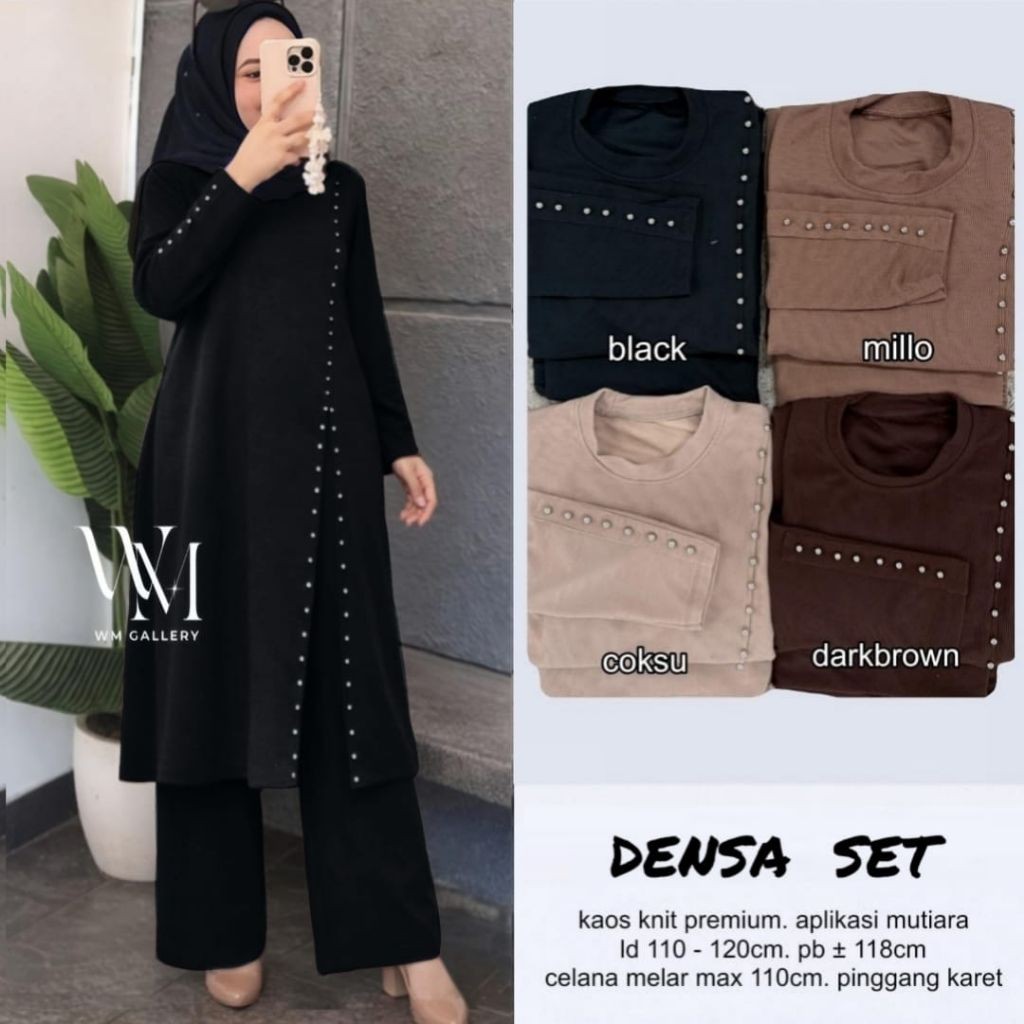 ada grup reseller tanyakan ke admin er elrumi Setelan wanita Densa Set Tunik Dan Celana Kaos Knit Pr