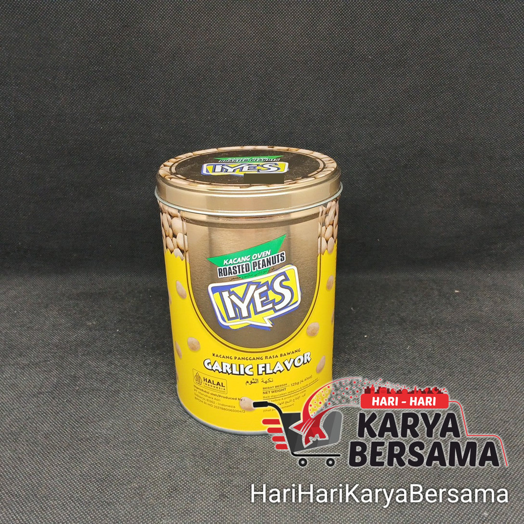 MAKANAN RINGAN KACANG IYES ROASTED PEANUTS GARLIC FLAVOR RASA BAWANG 125GR